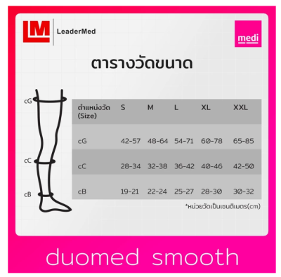 ถุงน่องเส้นเลือดขอด Duomed Smooth น่อง-เปิดปลายเท้า-สีเนื้อ Class 2 (22-32 mmHg) (XW4010) (ผ้านิ่มพิเศษ)