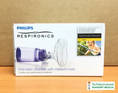 Optichamber Diamond Medium Mask (1079825) กระบอกพ่นยา Philips