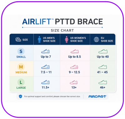 AirLift PTTD Brace (AIRCAST) อุปกรณ์ประคองข้อเท้าแบบมีแกนพร้อมถุงลมพยุงอุ้งเท้า เท้าซ้าย