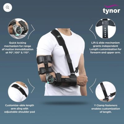 Tynor E46 ROM Elbow Brace เฝือกอลูมิเนียมพยุงข้อศอก ตั้งองศาได้