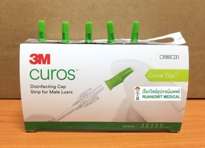 3M Curos Disinfecting Cap Strip For Male Luer เขียวยาว