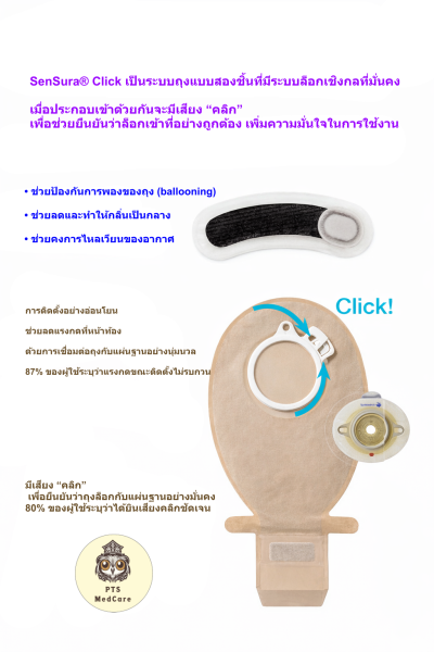 ถุงอุจจาระ Coloplast Sensura Click Ostomy Open Bag Opaque (ขายแยก 1 ชิ้น)