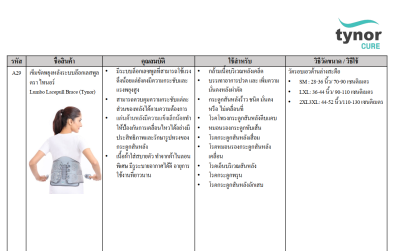 Tynor A29 Lumbo Lacepull Brace เข็มขัดพยุงหลังระบบล็อกเลสพูลแบบดึง (รุ่นใหม่)