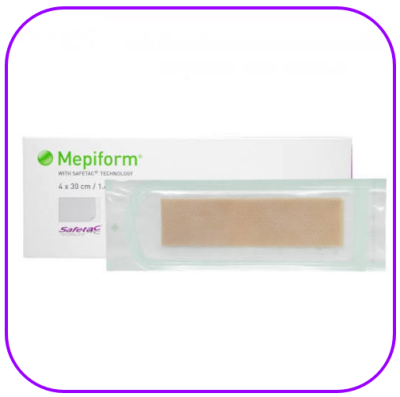 Mepiform Silicone Gel Sheet 4x30 cm แผ่นซิลิโคนลดรอยแผลเป็น สำหรับแผลผ่าตัดหลังคลอด (1 แผ่น)