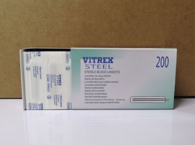 ใบมีดเจาะเลือดสแตนเลส Vitrex - Blood Lancet