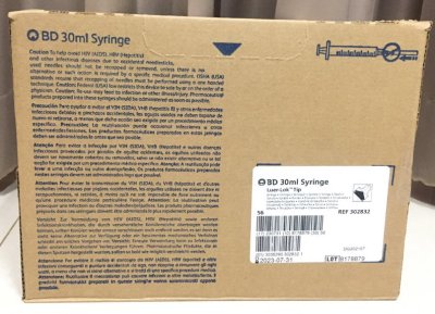 BD syringe 30 mL (หัวล็อค) (302832) (1 อัน)