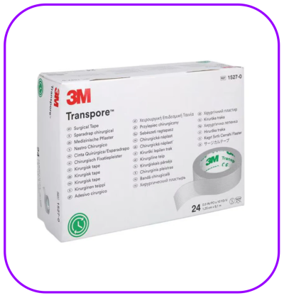 3M Transpore ขนาด 0.5 นิ้ว (24ม้วน/กล่อง)