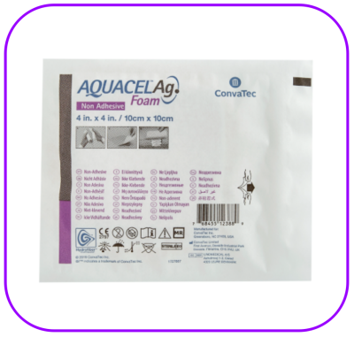 Aquacel Ag Foam Non Adhesive 10x10 cm [420642] (1 แผ่น)