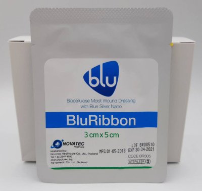 Blu Ribbon 3x5 cm สำหรับแผลที่ติดเชื้อ (1 แผ่น)