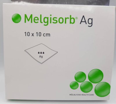 Melgisorb Ag 10x10 cm (คุณสมบัติเหมือน aquacel Ag+ extra)