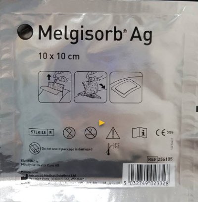 Melgisorb Ag 10x10 cm (คุณสมบัติเหมือน aquacel Ag+ extra)