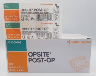 Opsite Post-OP 6.5x5 cm  แผ่นเทปใสปิดแผลกันน้ำพร้อมแผ่นซับ (1 แผ่น)