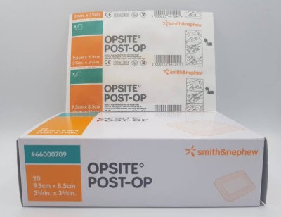 Opsite Post-OP 9.5x8.5 cm  แผ่นเทปใสปิดแผลกันน้ำพร้อมแผ่นซับ (1 แผ่น)