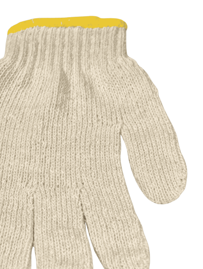 ถุงมือผ้าสีขาวขอบเหลือง (ฝ่ายผลิต)