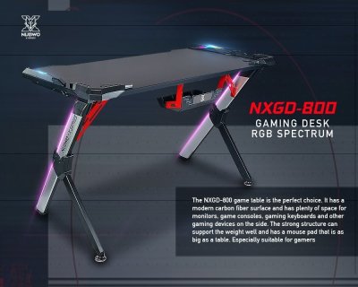 โต๊ะเล่นเกม Nubwo NXGD-800 RGB Spectrum Gaming Desk