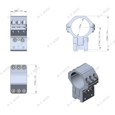 X-ACCU ขากล้องปรับระดับ วง 30mm ราง 11mm. Dovetail