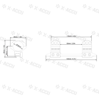 X-ACCU ขากล้อง วง 30mm ราง 11mm. Low Profile One Piece Dovetail Mount