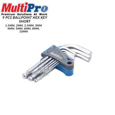 Hex Key Set Ballpoint Short 9pcs / Kunci L Set Multipro