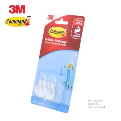 3M Command Gantungan Clear Small Hooks Dengan Perekat Kuat