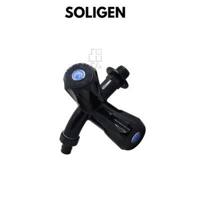 Kran Shower Cabang PVC Soligen S-10 Kran Double Warna Hitam