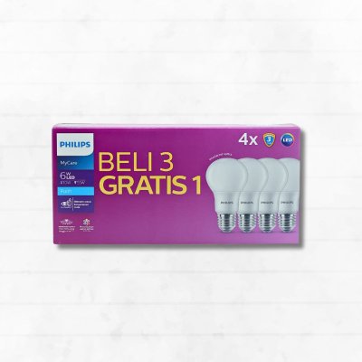 LAMPU LED 6W DAYLIGHT 3+1PCS PHILIPS