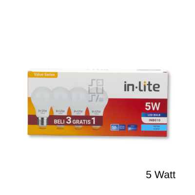 Paket 4 Lampu Bohlam LED In-Lite INB010 Value Series