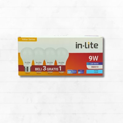 LAMPU LED VALUE INB010 9W PUTIH PAKET 4