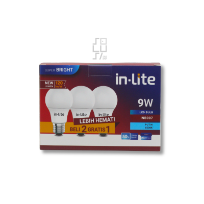 IN-LITE LAMPU BULB INB007 PUTIH PAKET 2 GRATIS 1