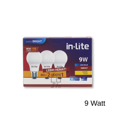 IN-LITE Lampu LED Bulb INB007 Kuning Paket Isi 3