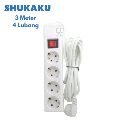 SHUKAKU Stop Kontak + Saklar + Kabel 3 Meter 3,4,5 Lubang