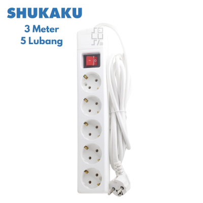 SHUKAKU Stop Kontak + Saklar + Kabel 3 Meter 3,4,5 Lubang