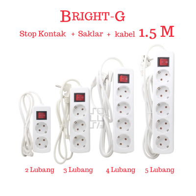 BRIGHT-G Stop Kontak + Saklar + Kabel 1.5 Meter