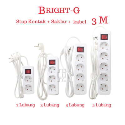 BRIGHT-G Stop Kontak + Saklar + Kabel 3 Meter