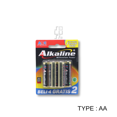 BATERAI ABC ALKALINE 4PC Gratis 2 PCS A4 DAN A3 LR-6 / LR-03