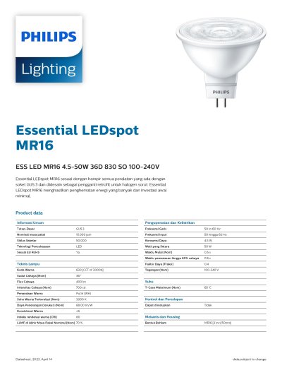 HALOGEN LED 4,5W/MR16 30K/220V PHILIPS