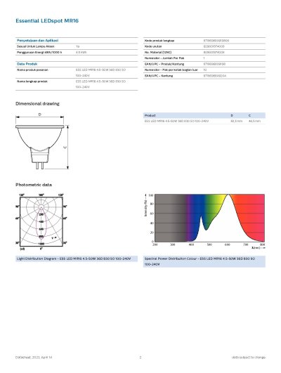 HALOGEN LED 4,5W/MR16 30K/220V PHILIPS