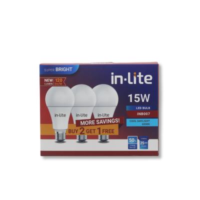 IN-LITE LAMPU BULB INB007 PUTIH PAKET 2 GRATIS 1