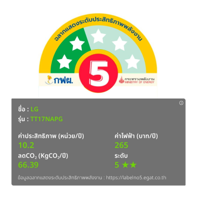 เครื่องซักผ้า 2 ถัง LG รุ่นใหม่ TT17NAPG ขนาด 17 KG สีดำ