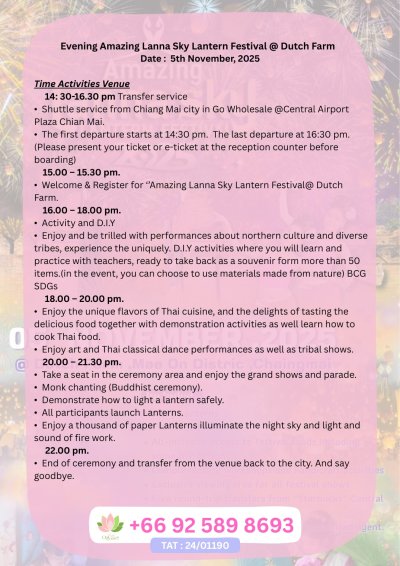 Amazing Lanna Sky Lantern VIP Ticket