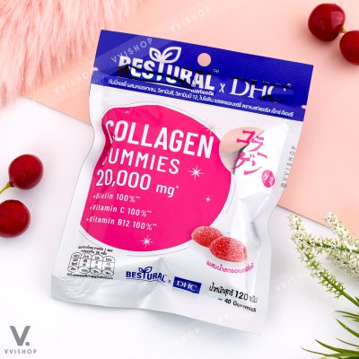 Bestural x DHC Collagen Gummies 40 เม็ด : Strawberry Bestural x DHC Collagen Gummies 40 เม็ด : Strawberry