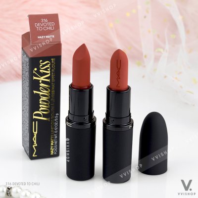 MAC Powder Kiss Hazy Matte Lipstick 3.5g : 316 Devoted To Chili
