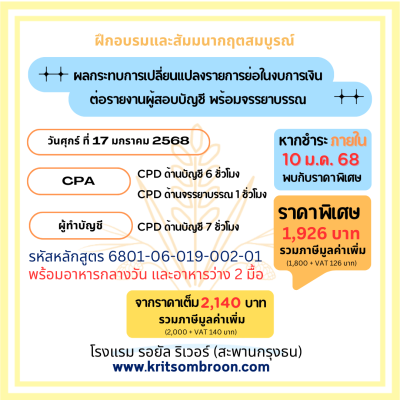 ผลกระทบการเปลี่ยนแปลงรายการย่อในงบการเงินต่อรายงานผู้สอบบัญชี พร้อมจรรยาบรรณ