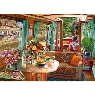 Ravensburger 1000 Piece Jigsaw Puzzle - Canal Boat จิ๊กซอว์ 1000 ชิ้น