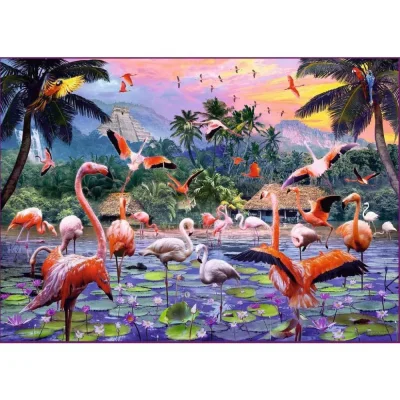 Ravensburger 1000 Piece Jigsaw Puzzle - Pink Flamingos จิ๊กซอว์ 1000 ชิ้น