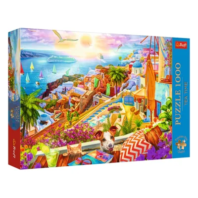 TREFL 1000 PP Piece Jigsaw Puzzle - Tea Time: Visit Santorini, Greece จิ๊กซอว์ 1000 ชิ้น