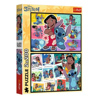 TREFL 2x200 Piece Jigsaw Puzzle - The happy life of Stitch จิ๊กซอว์เด็ก 7 ปี+