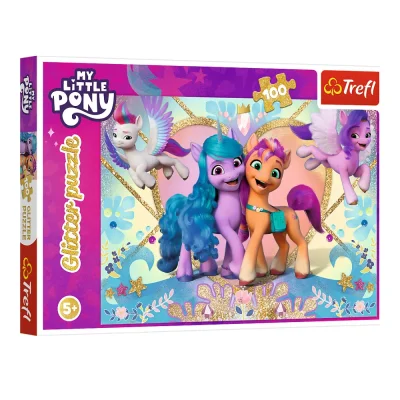 TREFL 100 Piece Glitter Piece Jigsaw Puzzle - Shiny Ponies, My Little Ponies / จิ๊กซอว์เด็ก 5 ปี+