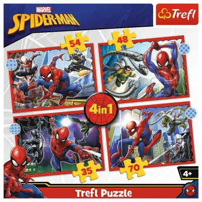TREFL 4in1 Jigsaw Puzzle - The heroic Spider-Man / Spiderman จิ๊กซอว์เด็ก 4 ปี+