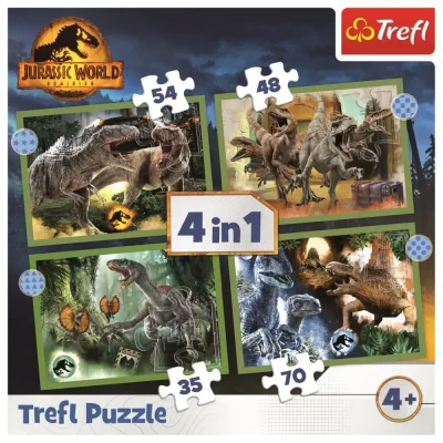TREFL 4in1 Jigsaw Puzzle - Threatening dinosaurs / Jurassic World จิ๊กซอว์เด็ก 4 ปี+
