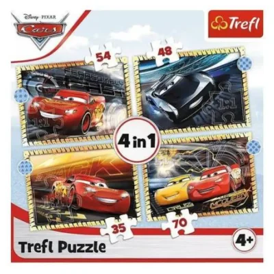 TREFL 4in1 Jigsaw Puzzle - Ready, steady, go! / Cars 3 จิ๊กซอว์เด็ก 4 ปี+